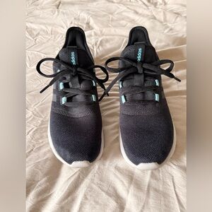 Adidas Cloudfoam Black Sneakers with Light Blue Accents – Women’s 8.5